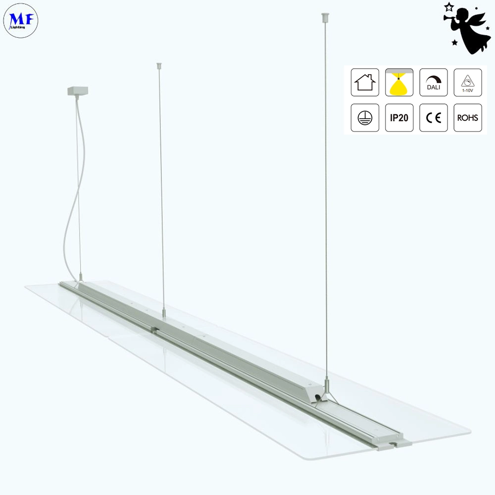 75W Anti Glare Dimmable Edge Lit Flame-Retardant Panel Light Fixtures Transparent Pendant Light for Offices Classrooms Hotel