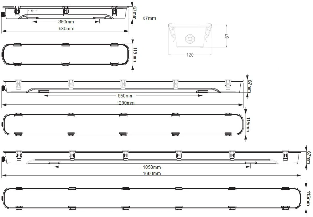 LED Tri Proof Light Lampu tahan air LED stainless steel IP66 Ik08 2FT 4FT 5FT tahan debu 10