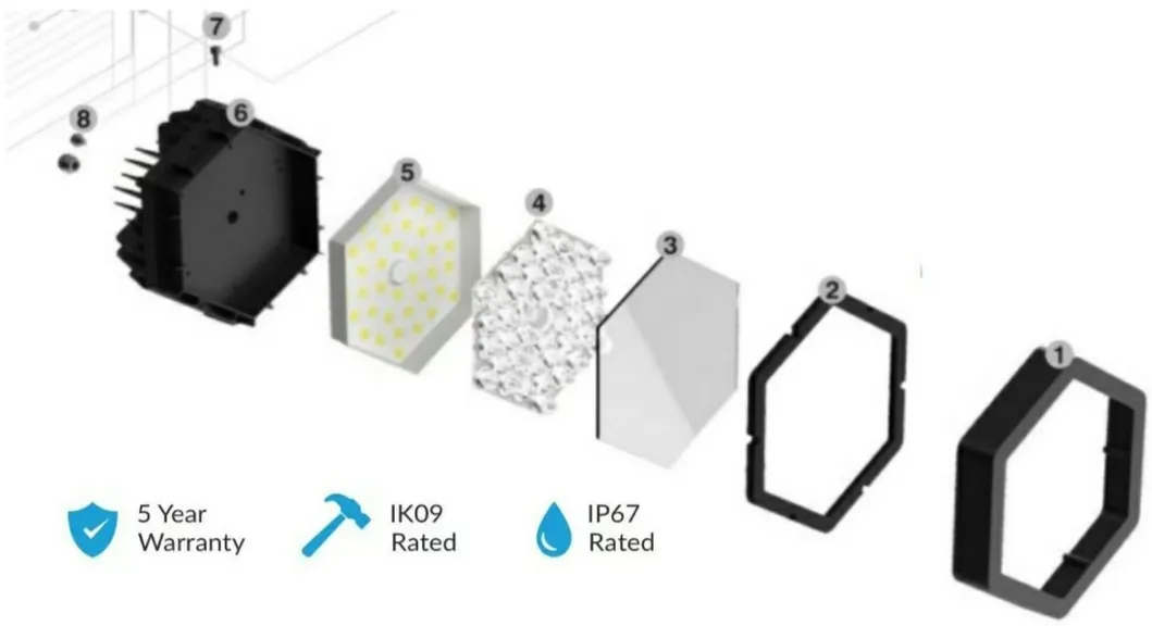 LED Sport Stadium Light Outdoor Landescape Modular Black Color Anti Corrotion High Driver 140lm/W IP67 Ik08 2