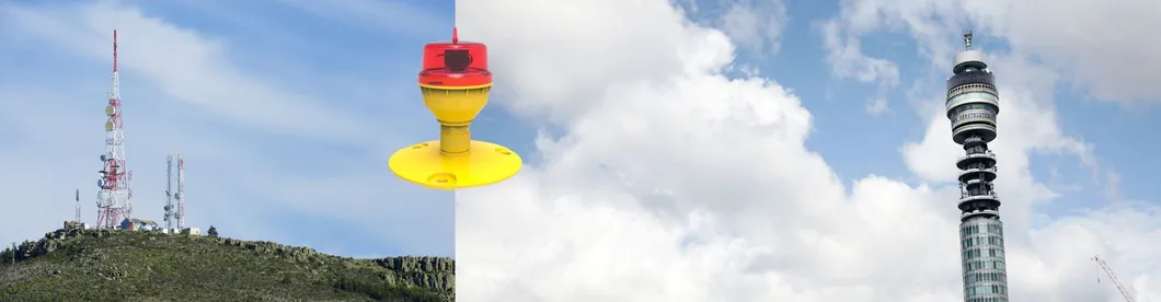 Lampu Penghalang Penerbangan LED IP66 Waterproof Merah Putih Double Head Dibangun di Photocell Pesawat Penghalang Lampu Peringatan LED Intensitas Rendah 9