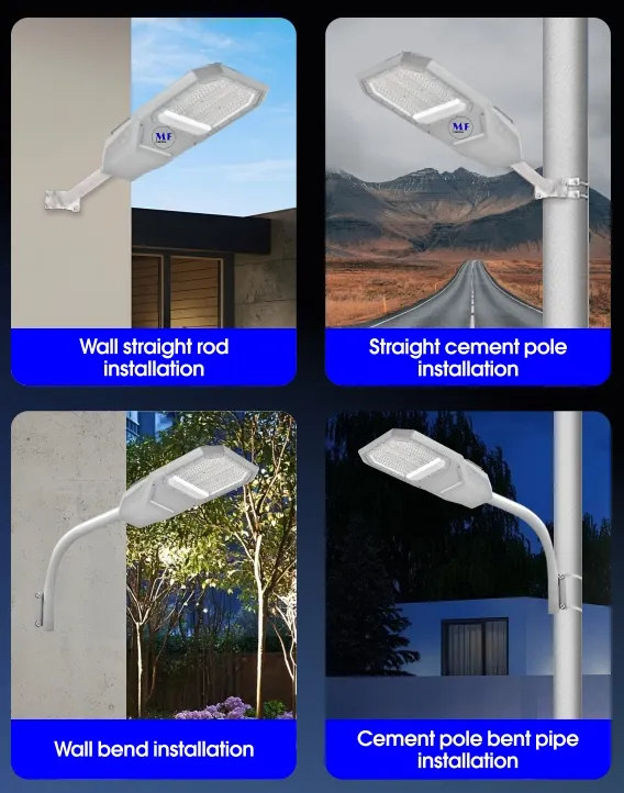 LED Solar Garden Street Wall Light Aluminium Waterproof 200W IP65 Ik08 Kompak Jalur Taman Trotoar Jalan Raya 9