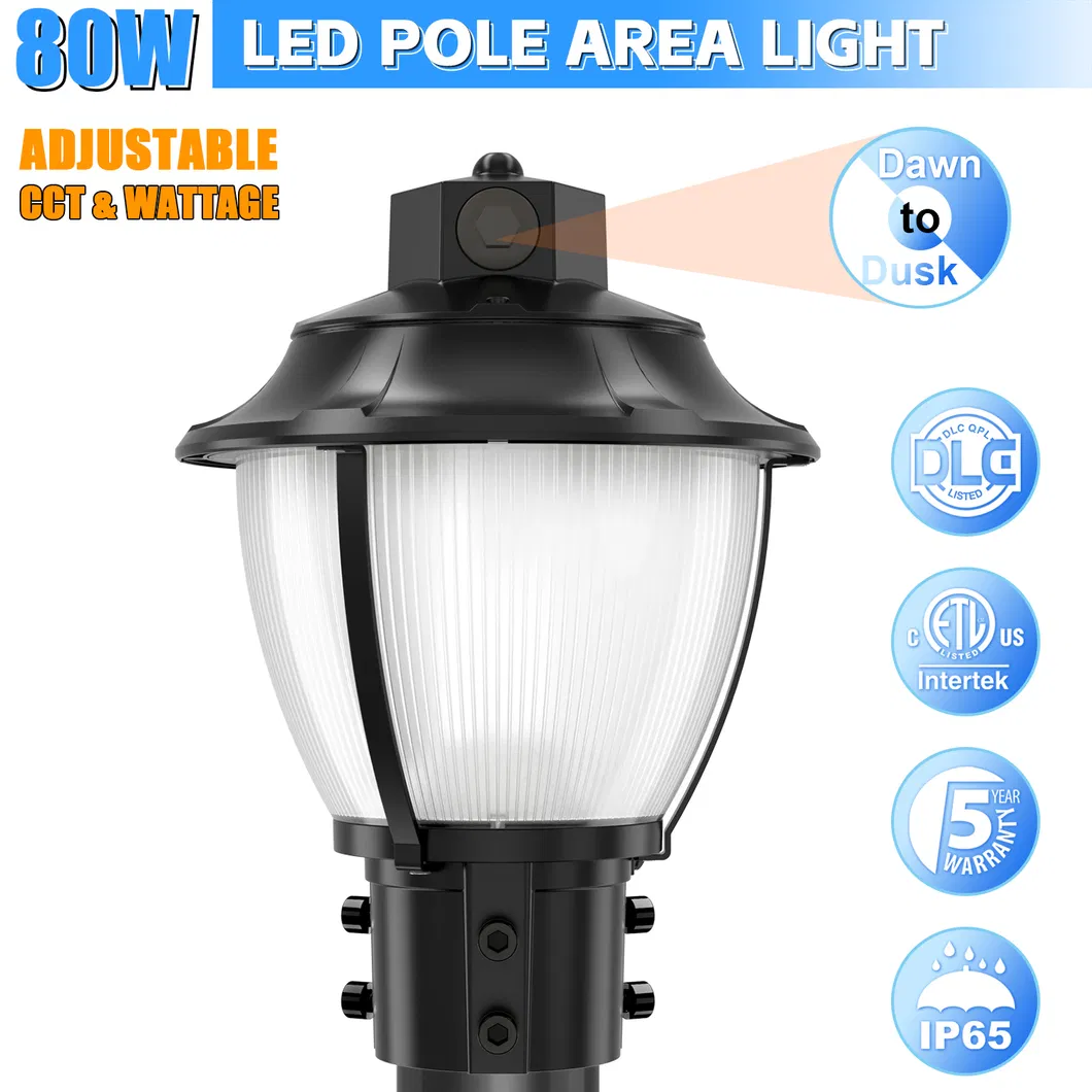 Lampu Taman LED yang Dapat Disesuaikan Anti-Guncangan IP65 48/64/80W Tahan Air 130lm/W Lentera Hitam dan Putih Rumput 1