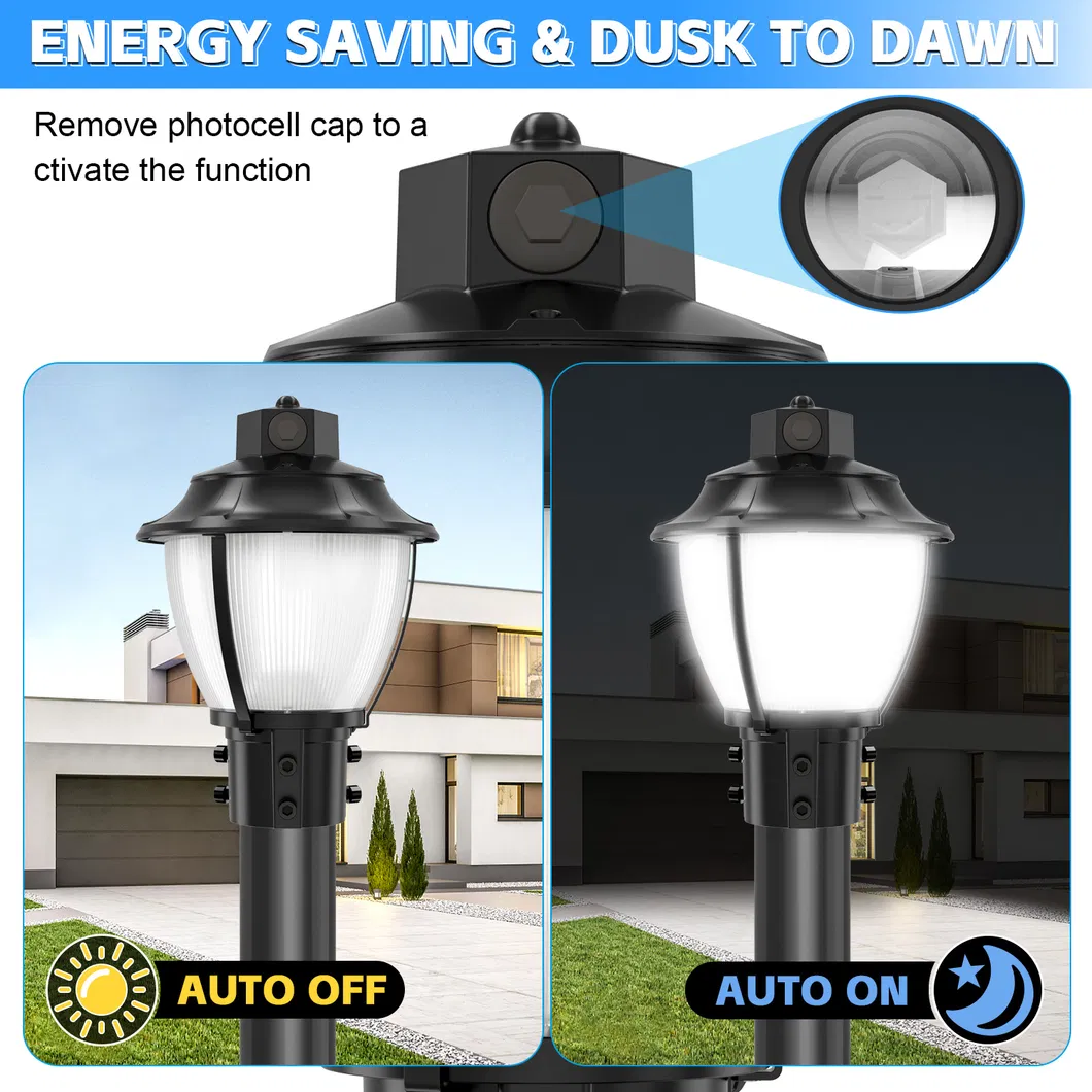 Lampu Taman LED yang Dapat Disesuaikan Anti-Guncangan IP65 48/64/80W Tahan Air 130lm/W Lentera Hitam dan Putih Rumput 3