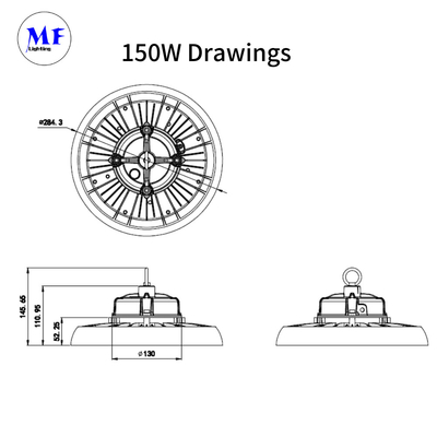 Emergency Kit UFO High Bay Light 100W RoHS 150lm/W Emergency Warehouse Mechanical Workshop