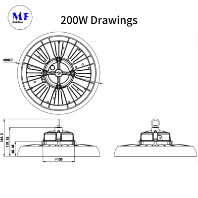 Emergency Kit UFO High Bay Light 100W RoHS 150lm/W Emergency Warehouse Mechanical Workshop
