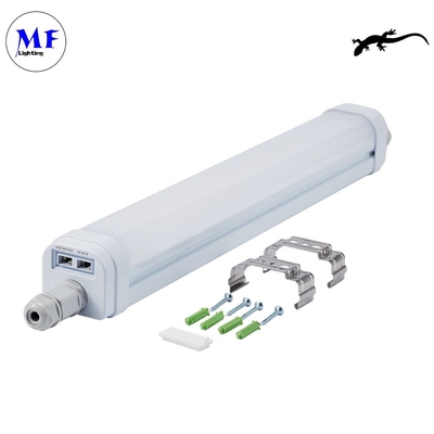 160lm/W IP66 LED Triproof Light 18W36W80W IK08 dengan Sensor Darurat Untuk Gudang Indoor