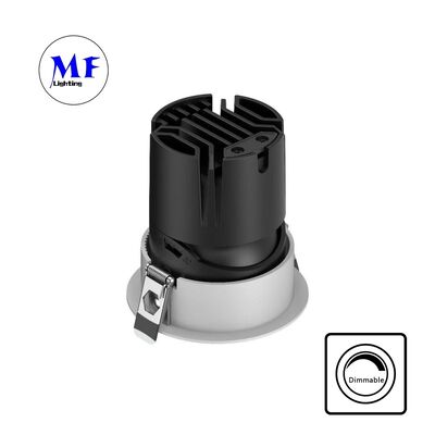 Anti-Glare COB Recessed LED Spot Downlight Lensa optik,15-55° Beam Angle,0-30° Pencahayaan yang dapat disesuaikan,110Vac 5CCT DIP & 200-240VAC Dimmable Recessed Spotlight