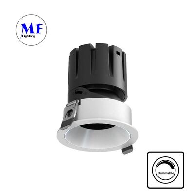 Anti-Glare COB Recessed LED Spot Downlight Lensa optik,15-55° Beam Angle,0-30° Pencahayaan yang dapat disesuaikan,110Vac 5CCT DIP & 200-240VAC Dimmable Recessed Spotlight